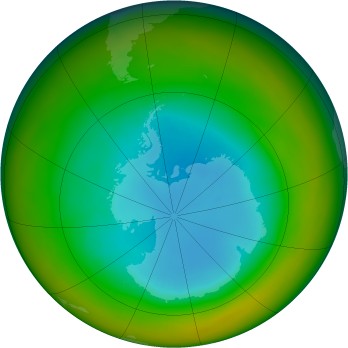 Antarctic ozone map for 1984-08
